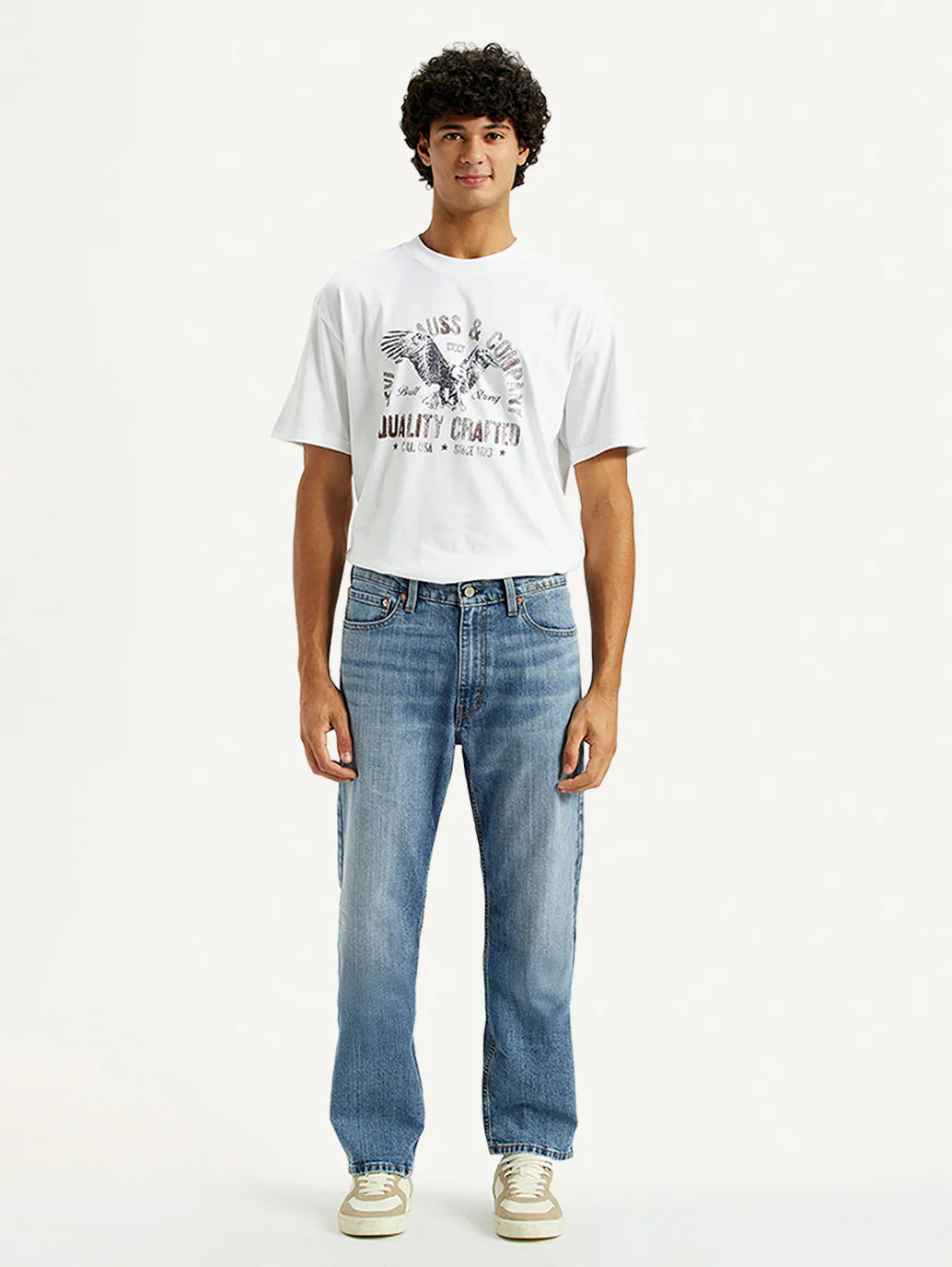 Relaxed Loose Fit Mid Rise Jeans for Men with Versatile Appeal