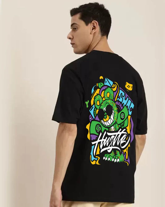 Lightweight Black Oversized T-Shirt for Men with Statement Back Print