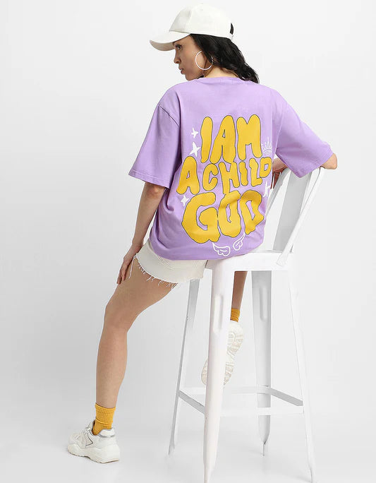 Relaxed Fit Women’s Lilac T-Shirt Featuring Inspirational Graphic