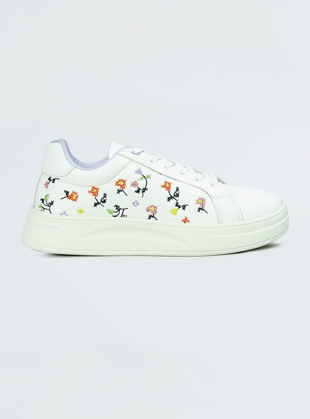 Women Embroidered Sneakers with Stylish Design and Long Lasting Durability