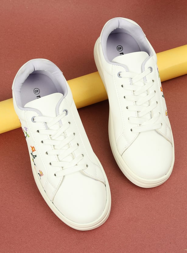 Women Embroidered Sneakers with Stylish Design and Long Lasting Durability