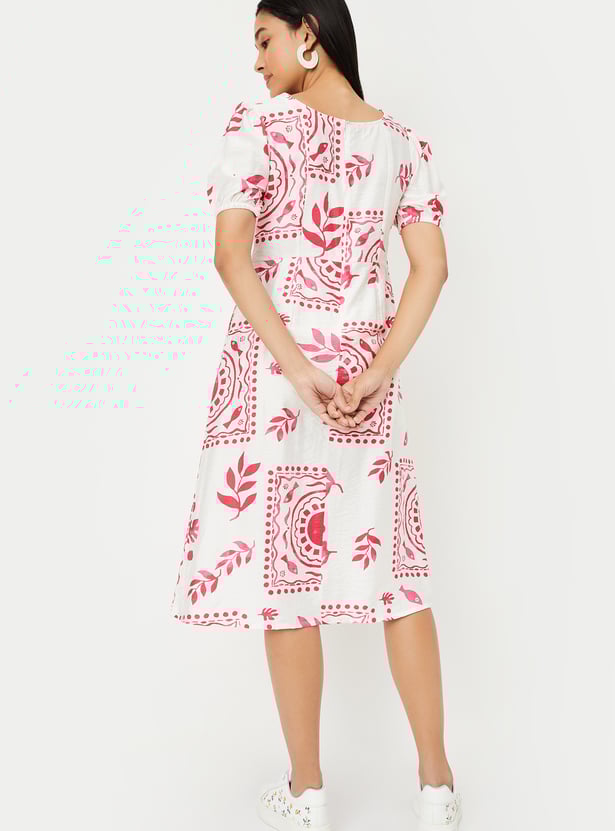 Casual Max Women Printed A Line Dress for Outings