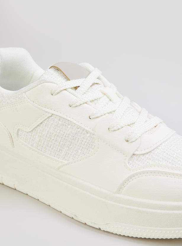 Comfortable Panelled Sneakers for Women with Lace-Up Closure