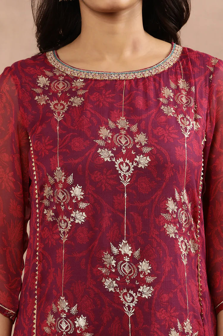 Beautiful Purple Zari Embroidered Kurta Skirt Set – Traditional and Contemporary Fusion Wear for Women