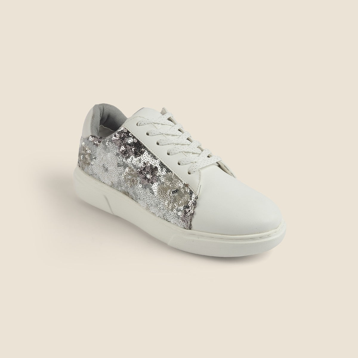 Stylish Women Silver Casual Shoes with Breathable Upper and Cushioned Sole