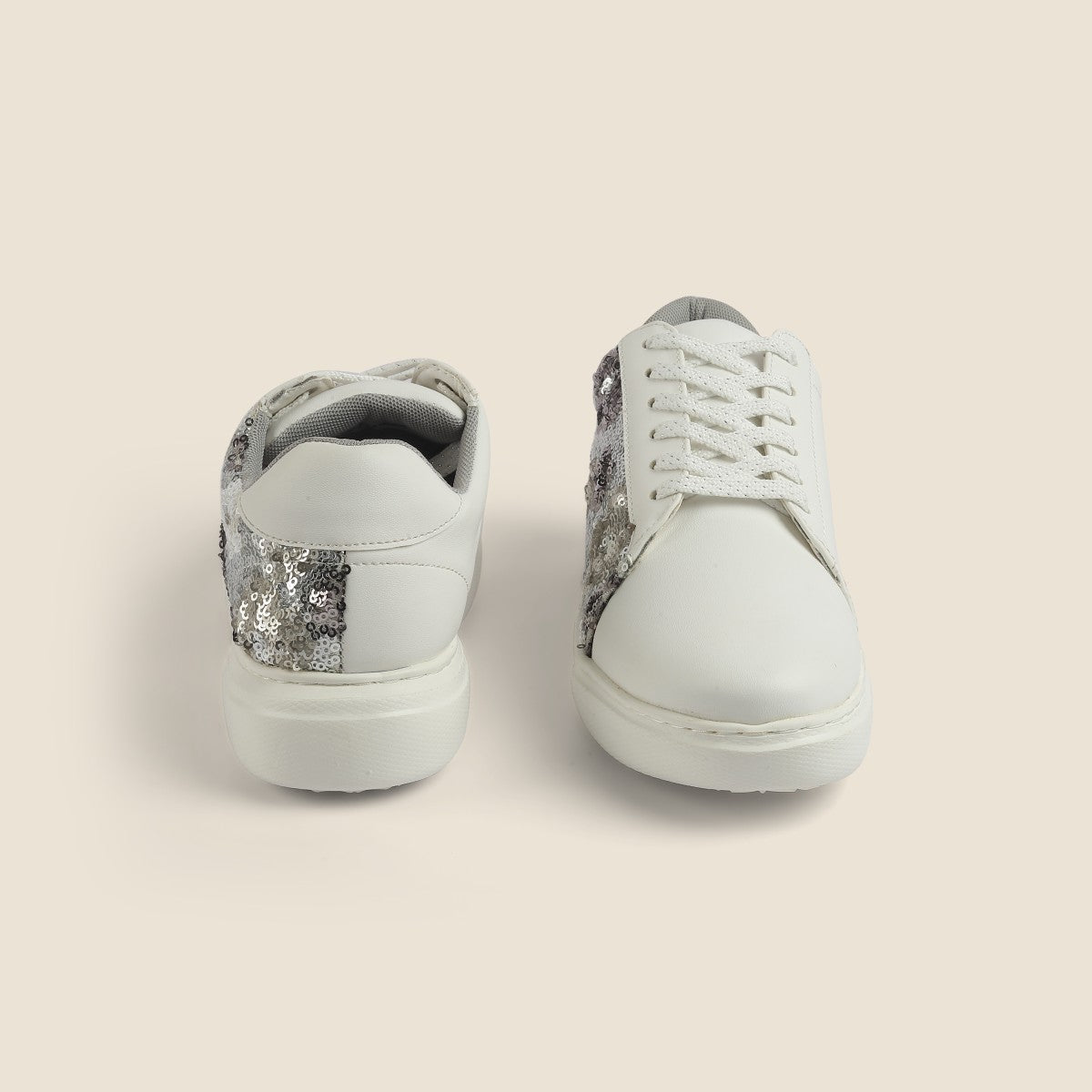 Stylish Women Silver Casual Shoes with Breathable Upper and Cushioned Sole
