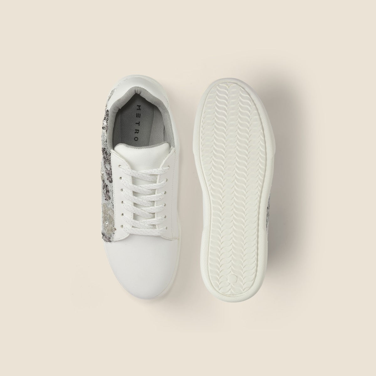 Stylish Women Silver Casual Shoes with Breathable Upper and Cushioned Sole