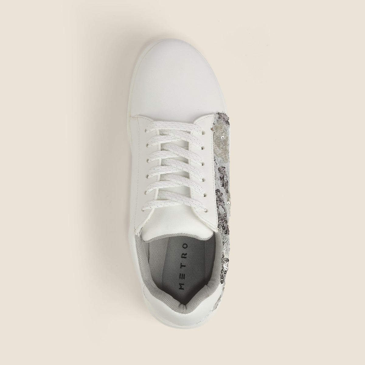 Stylish Women Silver Casual Shoes with Breathable Upper and Cushioned Sole