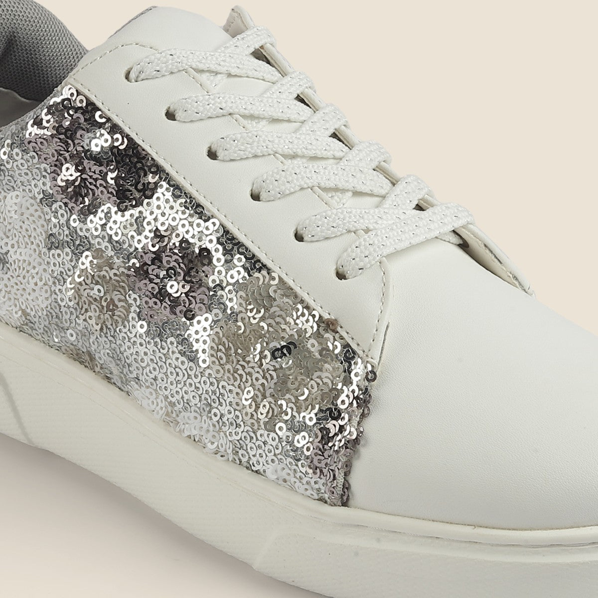 Stylish Women Silver Casual Shoes with Breathable Upper and Cushioned Sole