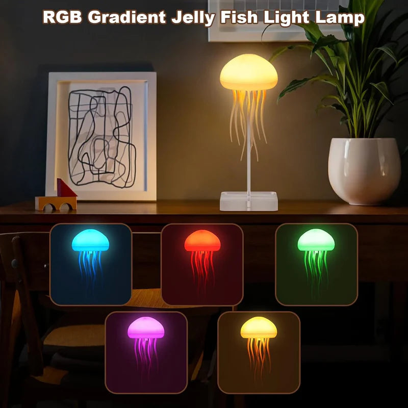 RGB Jellyfish Lamp with Voice Control Dancing Legs USB C Rechargeable Light for Desk Bedroom and Gaming Setup