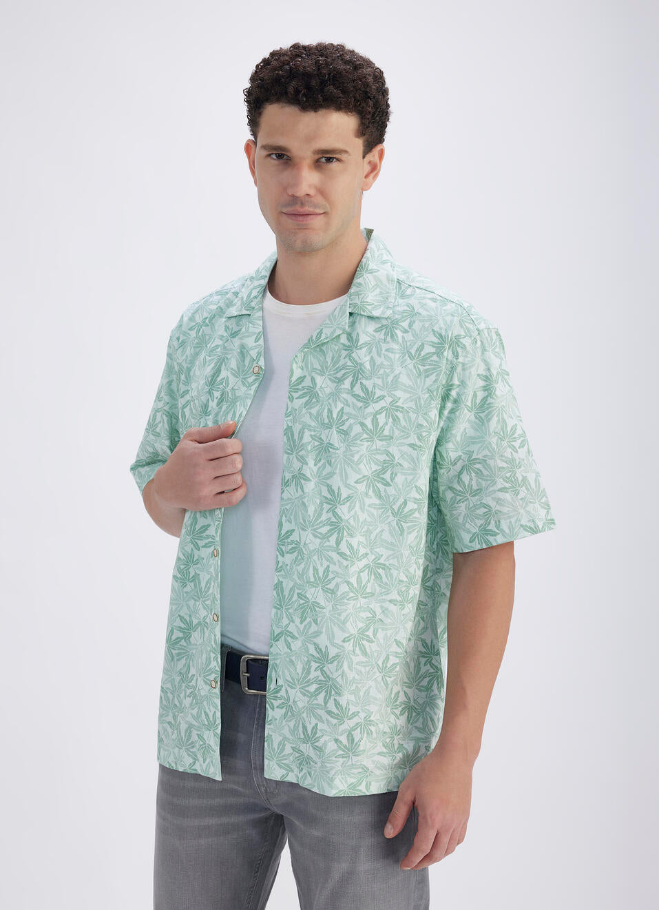 Classic Blue Resort Style Shirt for Men with Half Sleeves