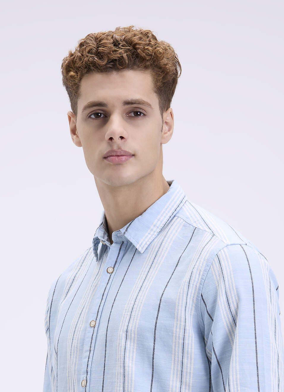 Men’s Blue Striped Shirt with Full Sleeves for Office and Daily Wear