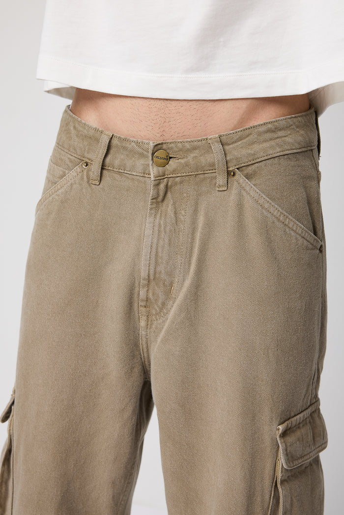 Khaki Baggy Fit Cargo Jeans for Men Designed for Comfort and Everyday Wear