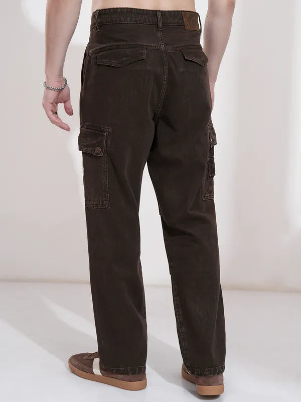 Coffee Brown Straight Fit Jeans for Men with Stretchable Fabric for Flexible Movement