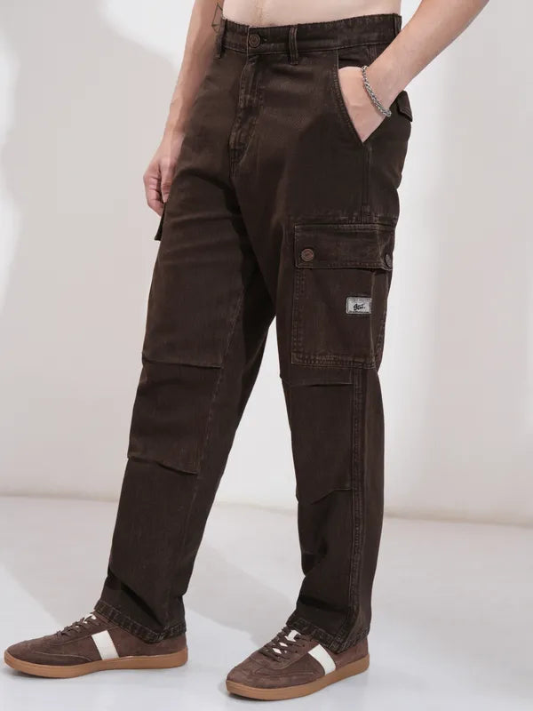 Coffee Brown Straight Fit Jeans for Men with Stretchable Fabric for Flexible Movement