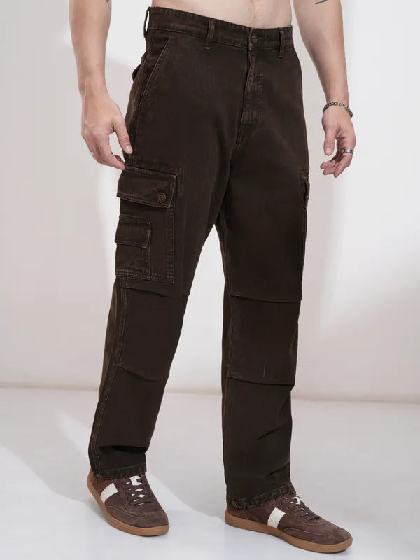 Coffee Brown Straight Fit Jeans for Men with Stretchable Fabric for Flexible Movement