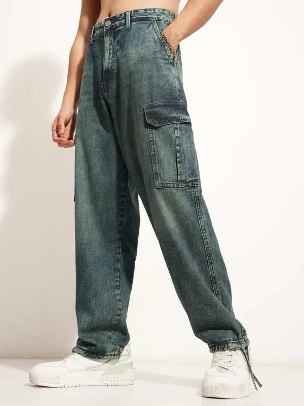 Blue Baggy Stretchable Jeans for Men with Comfortable and Relaxed Fit