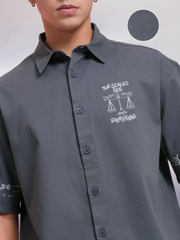 Men Blue Moon Knight Comic Printed Oversized Fit Casual Shirt