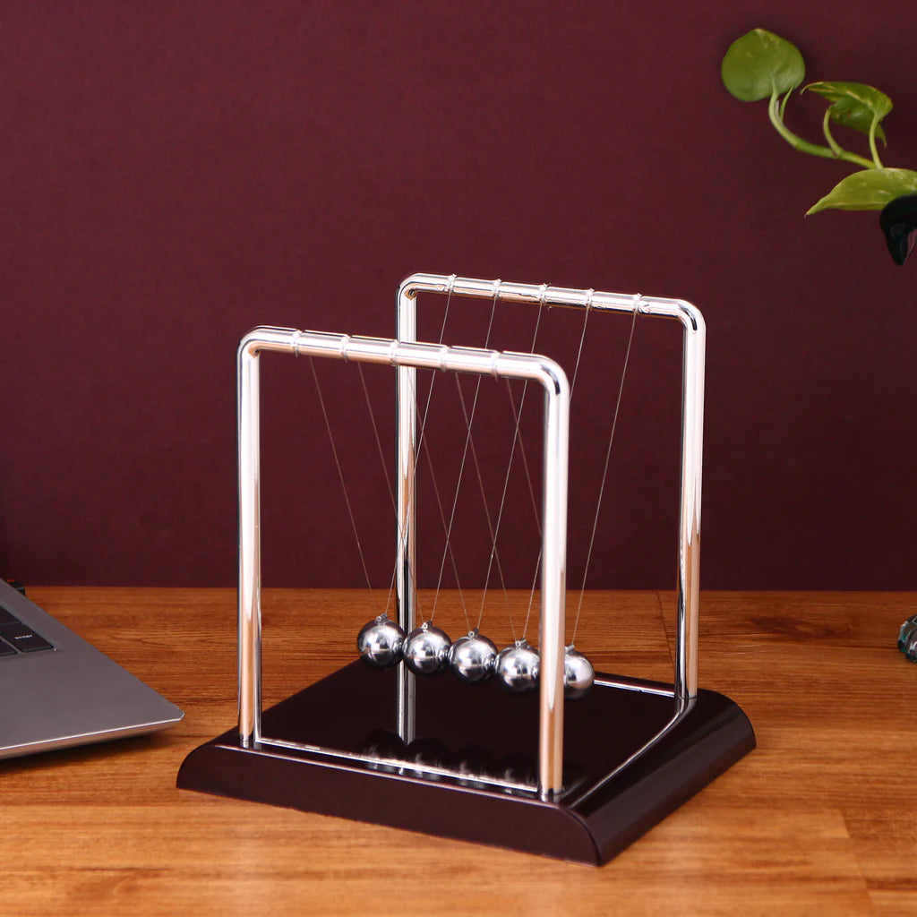 Swinging Ball Pendulum Cradle Executive Desk Ornament Stress Relief and Science Gadget