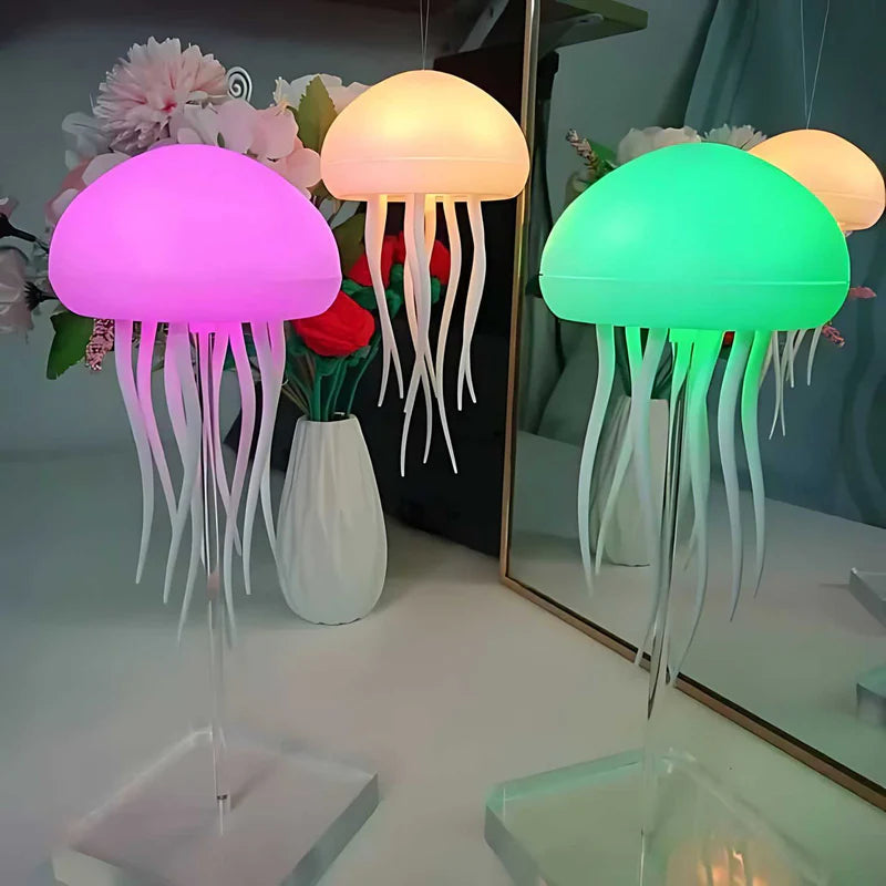 RGB Jellyfish Lamp with Voice Control Dancing Legs USB C Rechargeable Light for Desk Bedroom and Gaming Setup