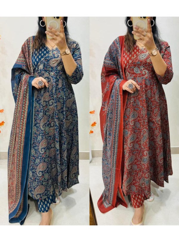 Comfortable Angrakha Style Anarkali Kurta Set for Women for Daily and Special Occasions
