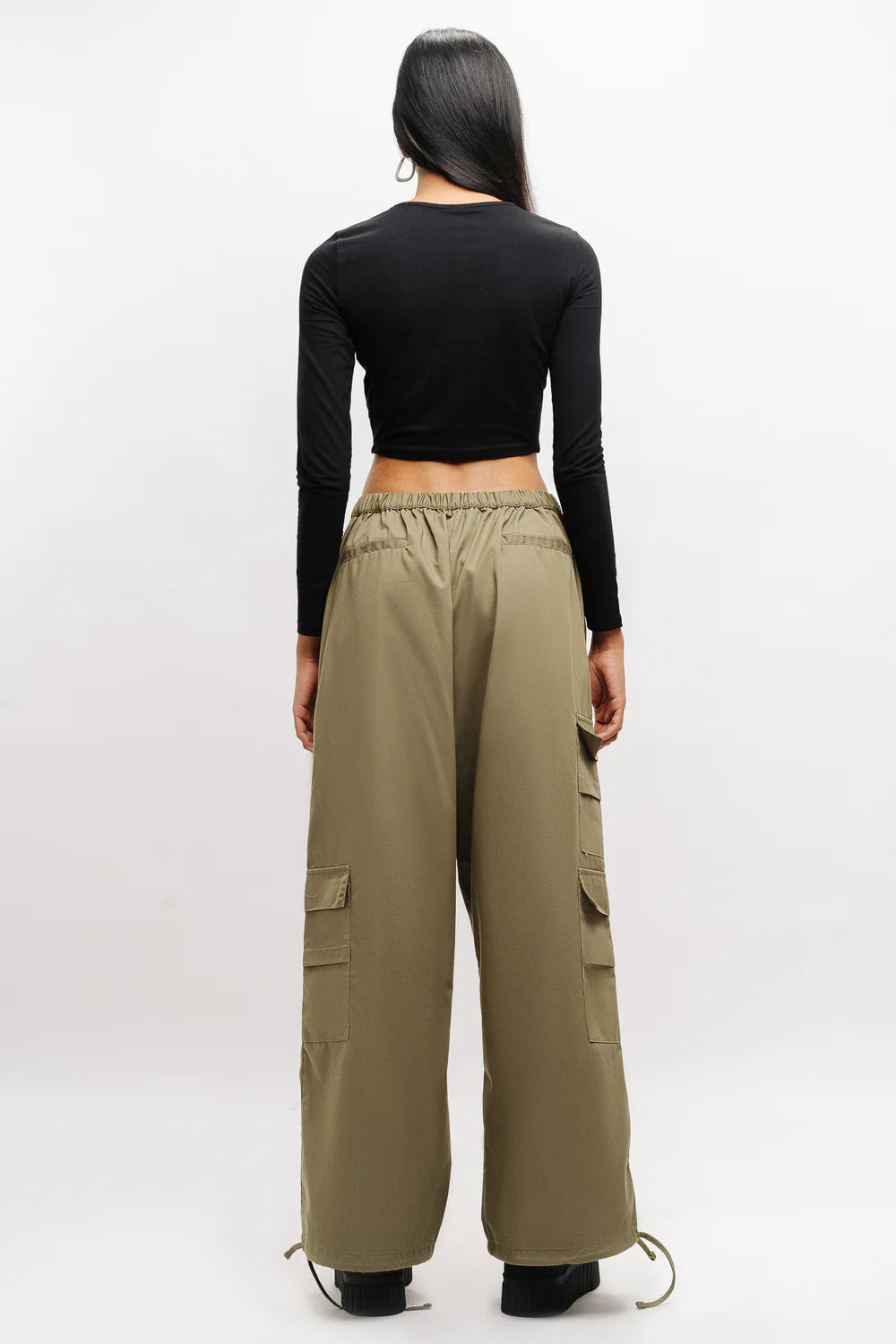 Modern Olive Baggy Pants Comfortable Loose Fit Casual Trousers for Women