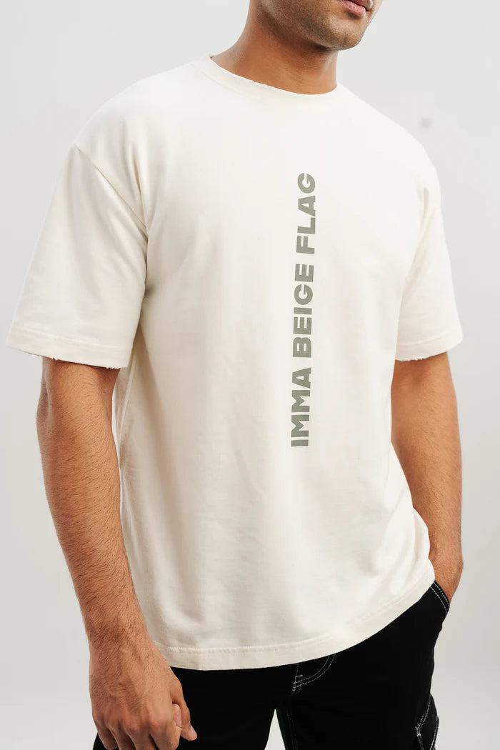 Acid Wash Beige Oversized Men’s T-Shirt – Relaxed Fit Cotton Tee for Street Style and Daily Casual Fashion