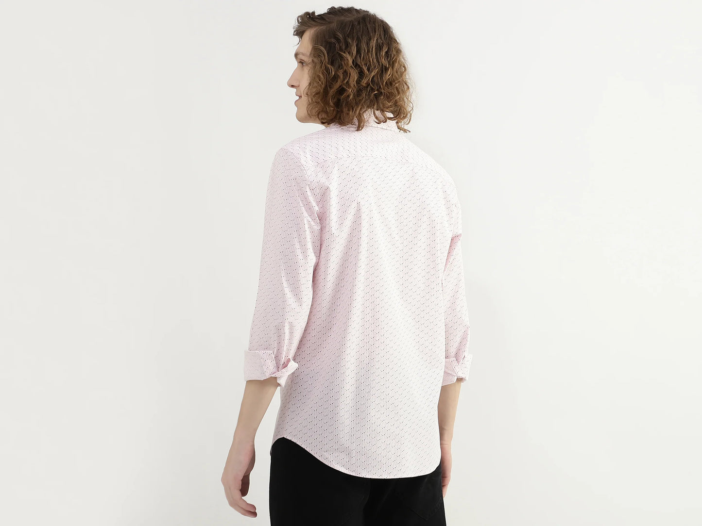 Trendy Men’s Casual Shirt with Spread Collar and All-Over Print Pattern
