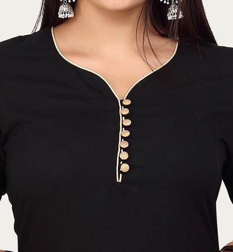 Women’s Lightweight Black Rayon Straight Kurta Pant Suit Set with Stylish Embroidery