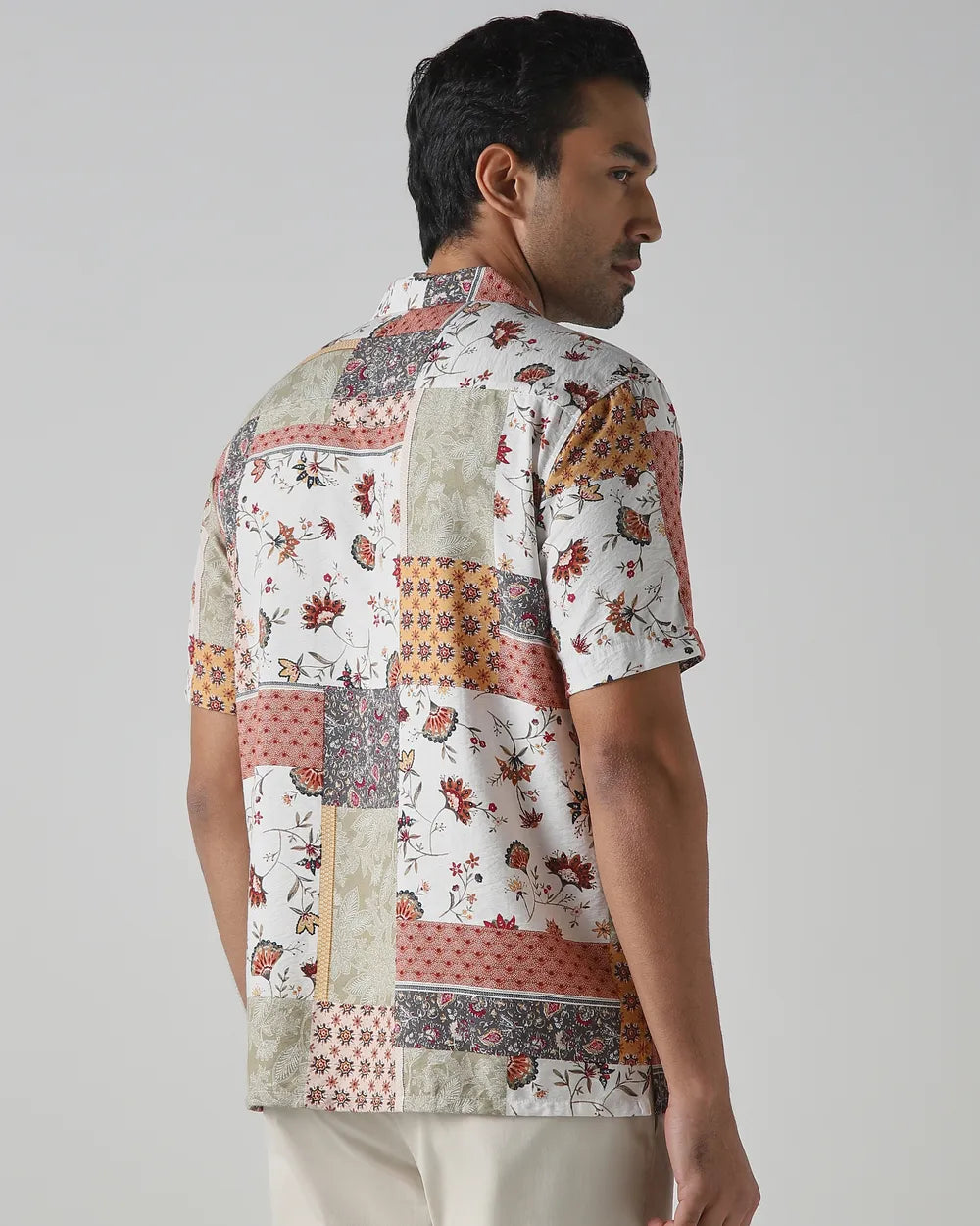 Casual Multicolour Patchwork Print Shirt with Soft Breathable Fabric and Comfortable Fit