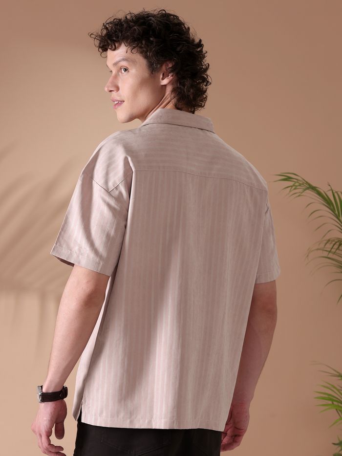 Rose Pink Short Sleeve Shirt for Men with Relaxed Fit and Soft Breathable Cotton
