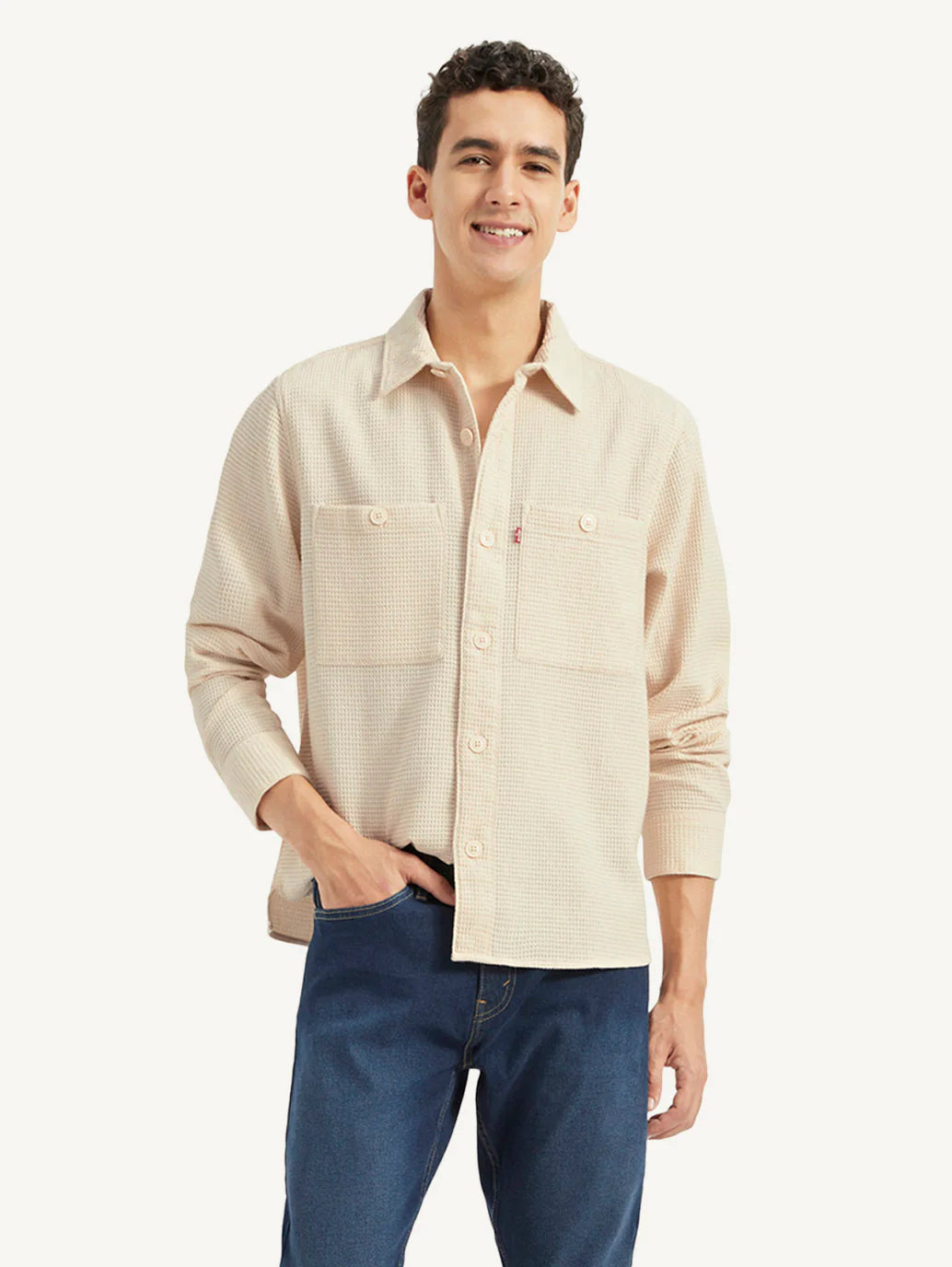 Classic Relaxed Fit Men’s Shirt Featuring Subtle Self Design Detailing