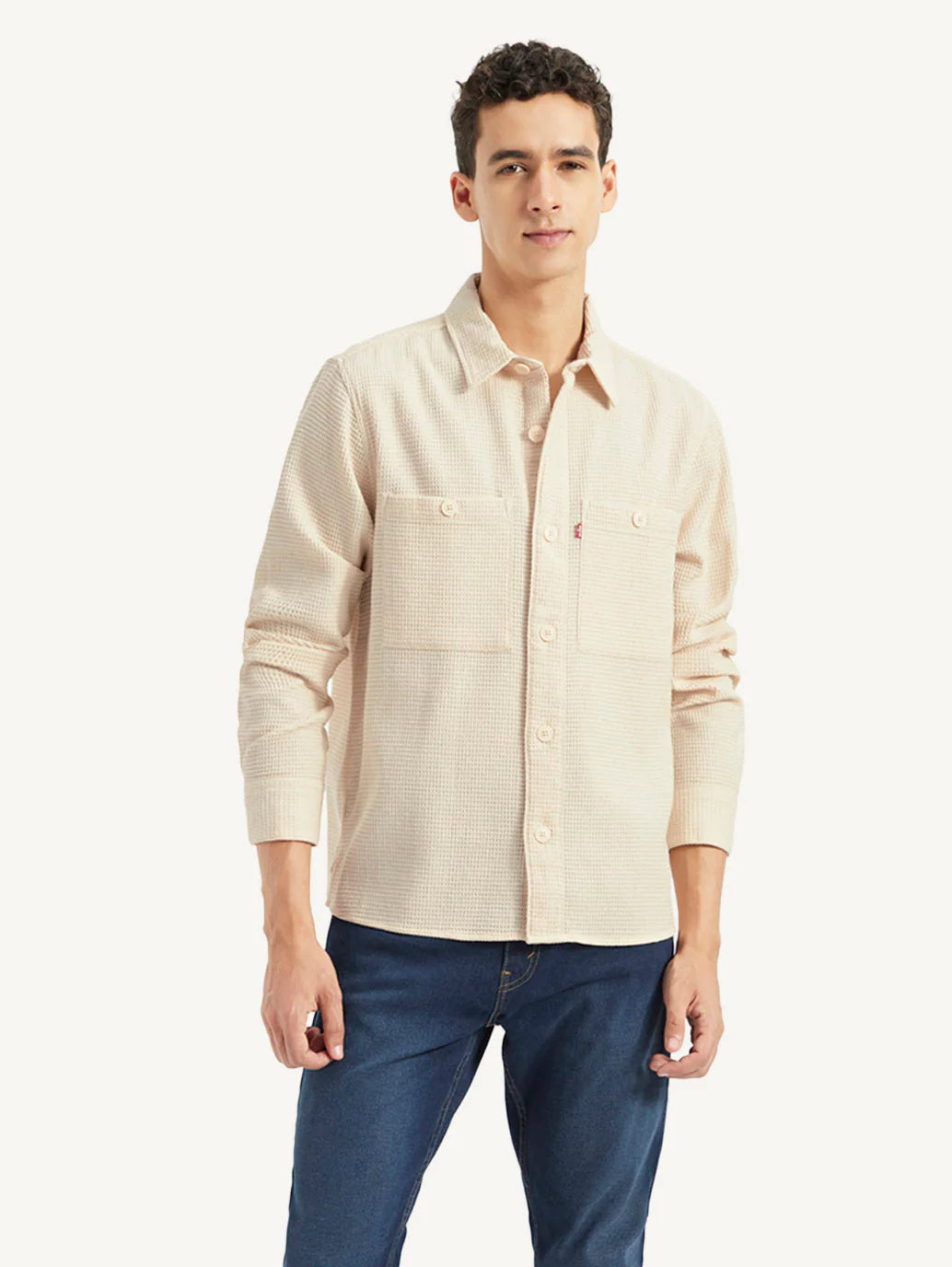 Classic Relaxed Fit Men’s Shirt Featuring Subtle Self Design Detailing