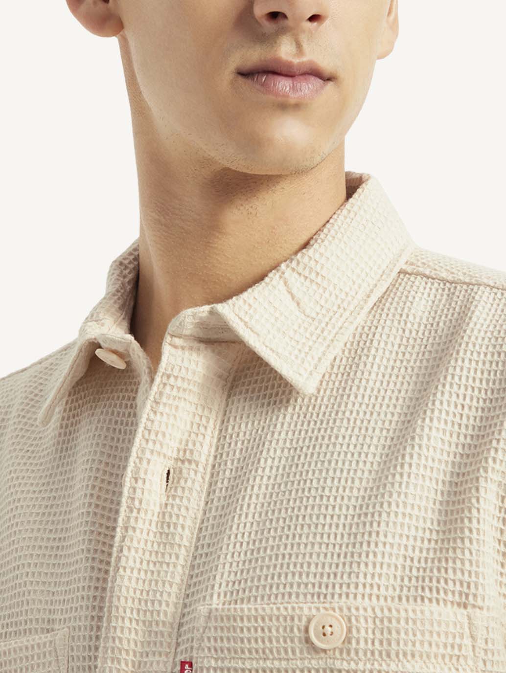 Classic Relaxed Fit Men’s Shirt Featuring Subtle Self Design Detailing