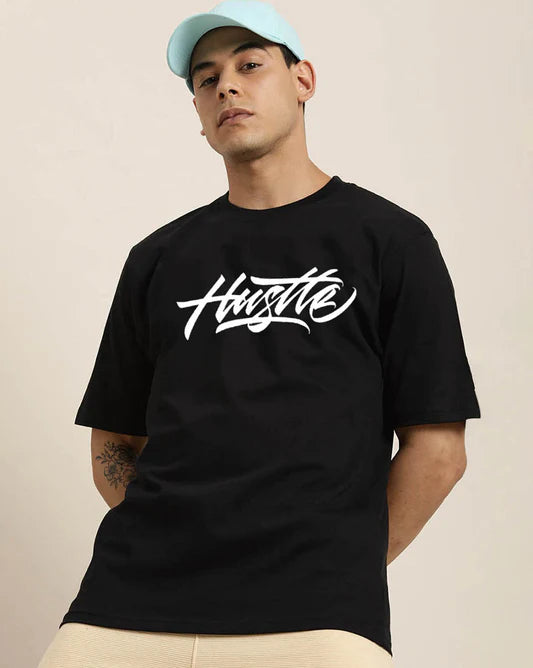 Lightweight Black Oversized T-Shirt for Men with Statement Back Print