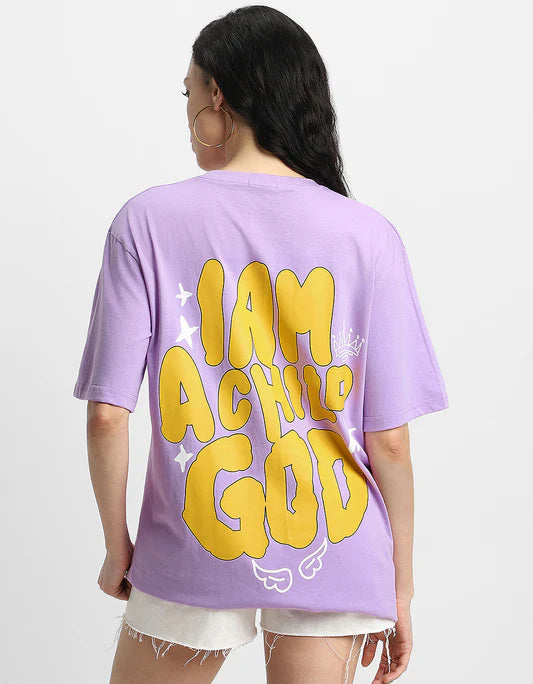 Relaxed Fit Women’s Lilac T-Shirt Featuring Inspirational Graphic