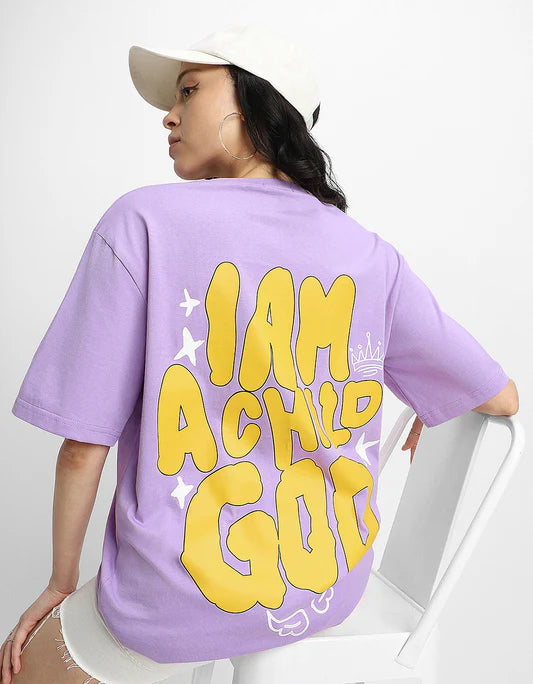 Relaxed Fit Women’s Lilac T-Shirt Featuring Inspirational Graphic