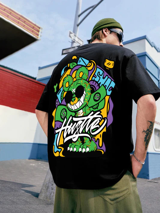 Lightweight Black Oversized T-Shirt for Men with Statement Back Print