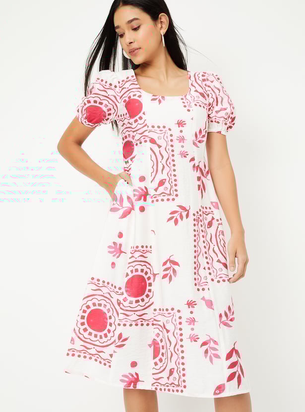 Casual Max Women Printed A Line Dress for Outings