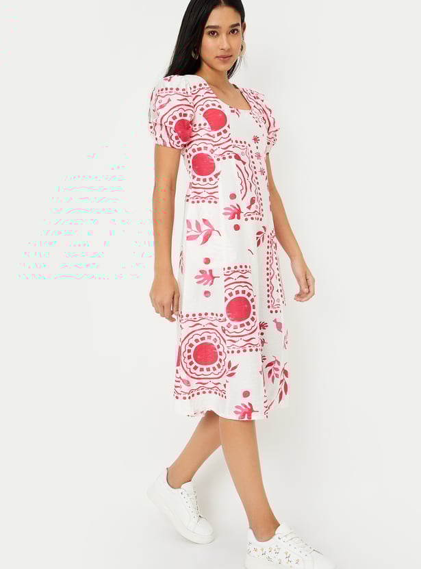 Casual Max Women Printed A Line Dress for Outings