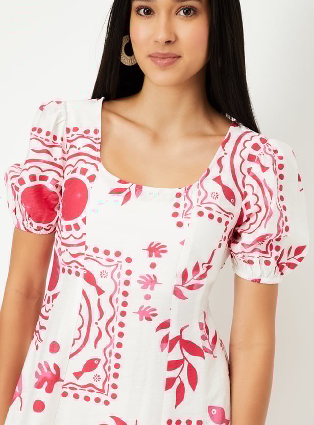 Casual Max Women Printed A Line Dress for Outings