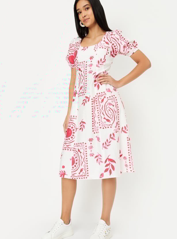 Casual Max Women Printed A Line Dress for Outings