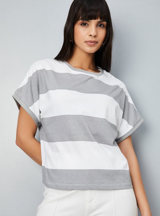 Stylish Women’s Striped T-Shirt Loose Fit Summer Casual Tee
