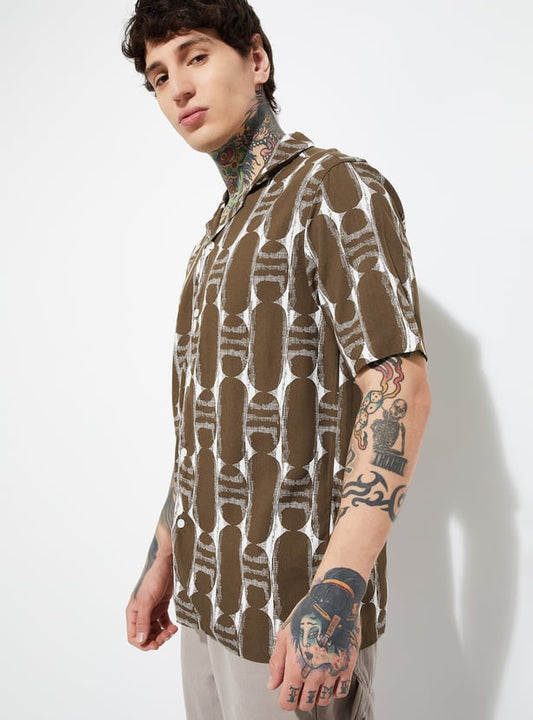 Stylish Men’s Printed Shirt with Resort Collar for Summer and Beach Outings