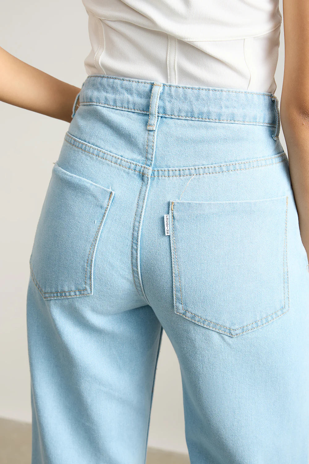 Trendy Light Blue High Waisted Distressed Women’s Wide Jeans with Relaxed Fit