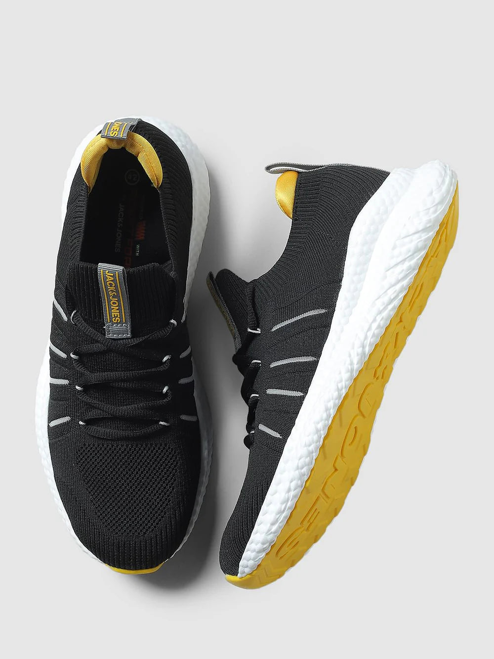 Black Slip On Athletic Sneakers with Shock Absorbing Sole and Lightweight Build