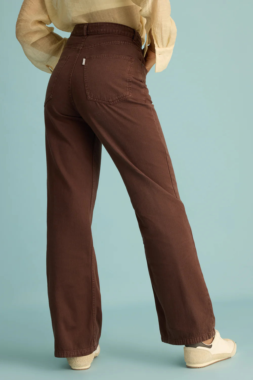 Everyday Casual Rustic Brown Straight-Leg Denim Pants for Women