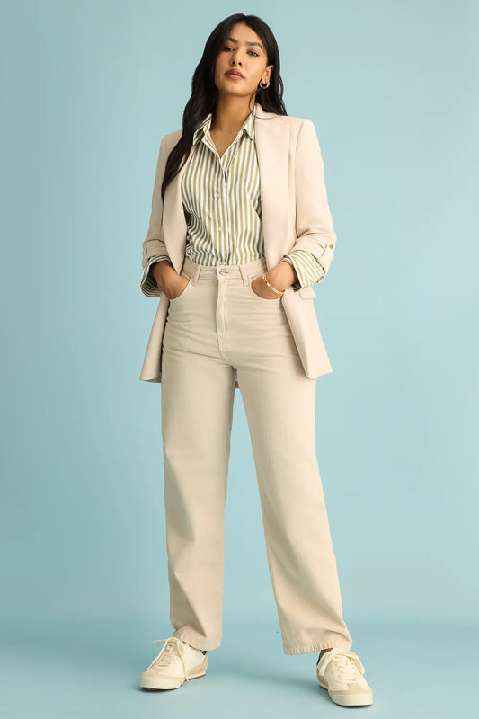 Versatile Birch White Womens Straight Jeans Elegant Denim Pants for Any Occasion