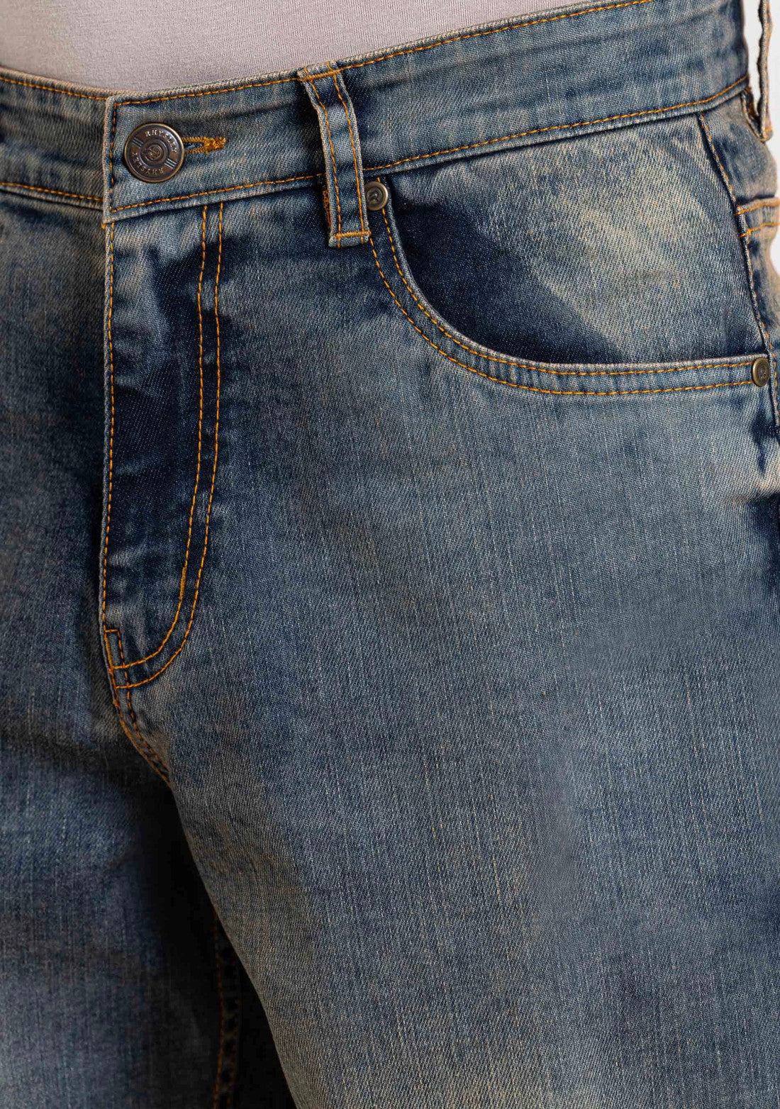 Blue Tinted Relaxed Straight Fit Jeans for Men with Durable Fabric and Trendy Appeal