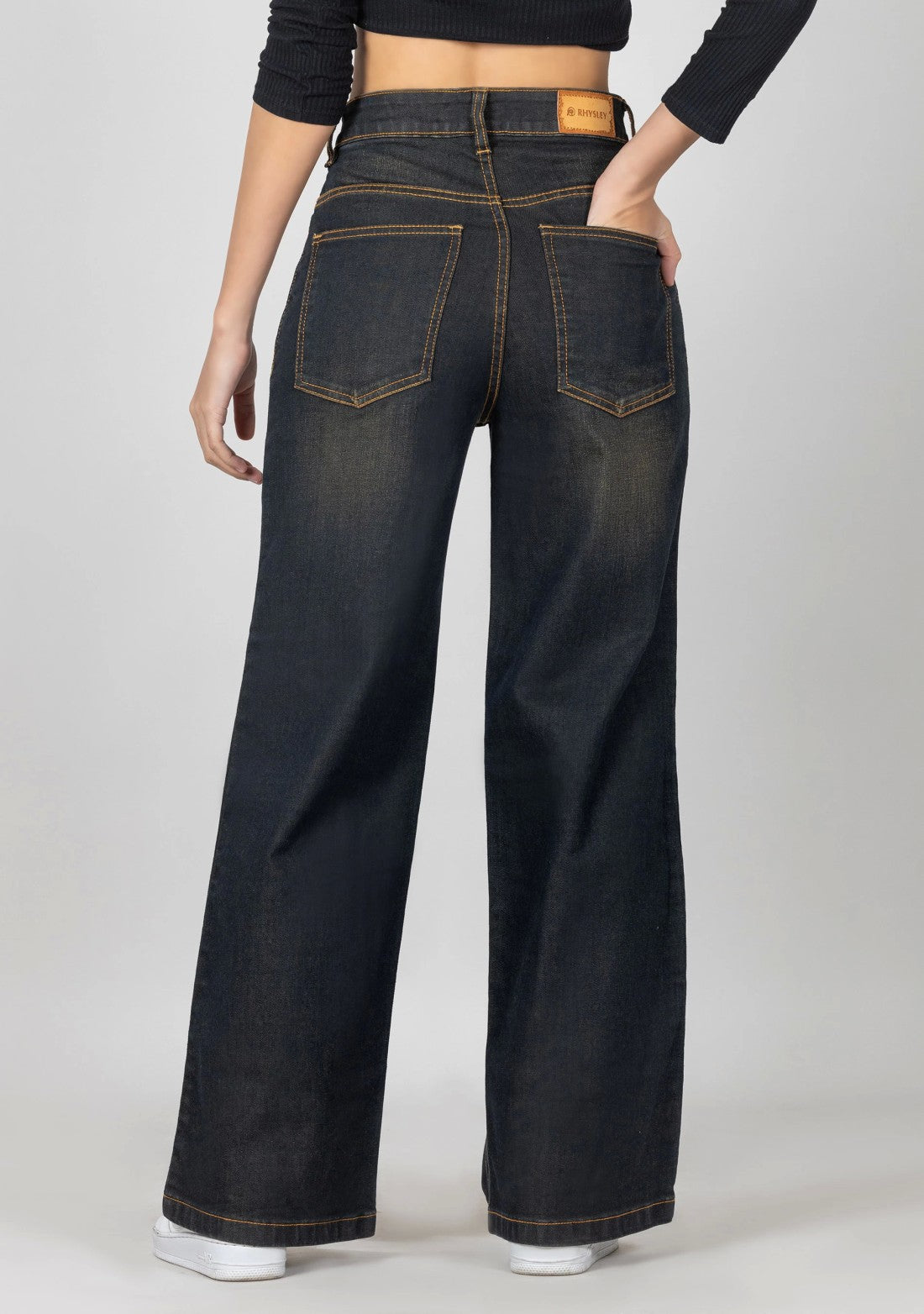 Everyday Wear Women’s Wide Leg Denim Jeans in Brownish Blue